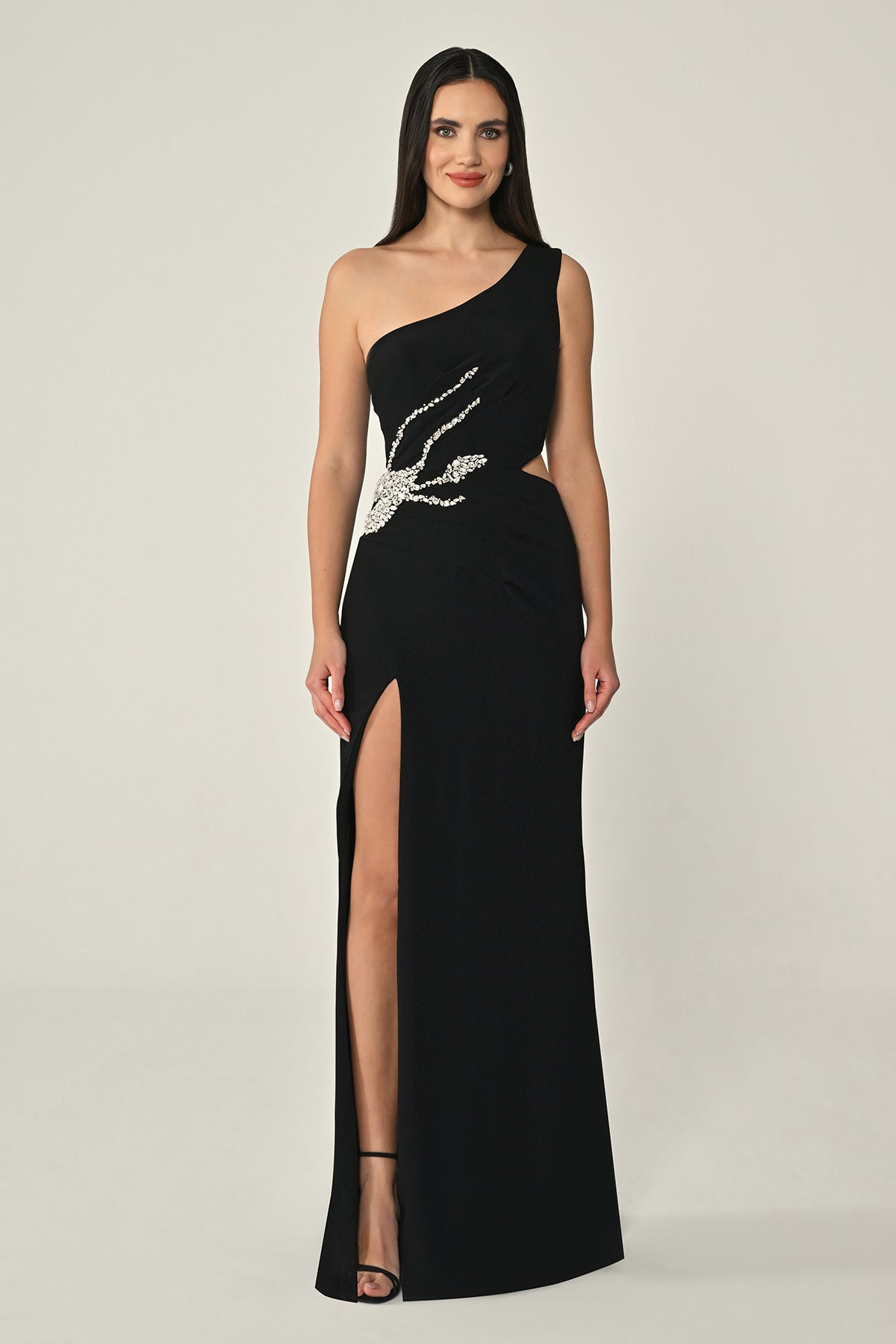 Cape Embroidered Dress - Maxi - Black
