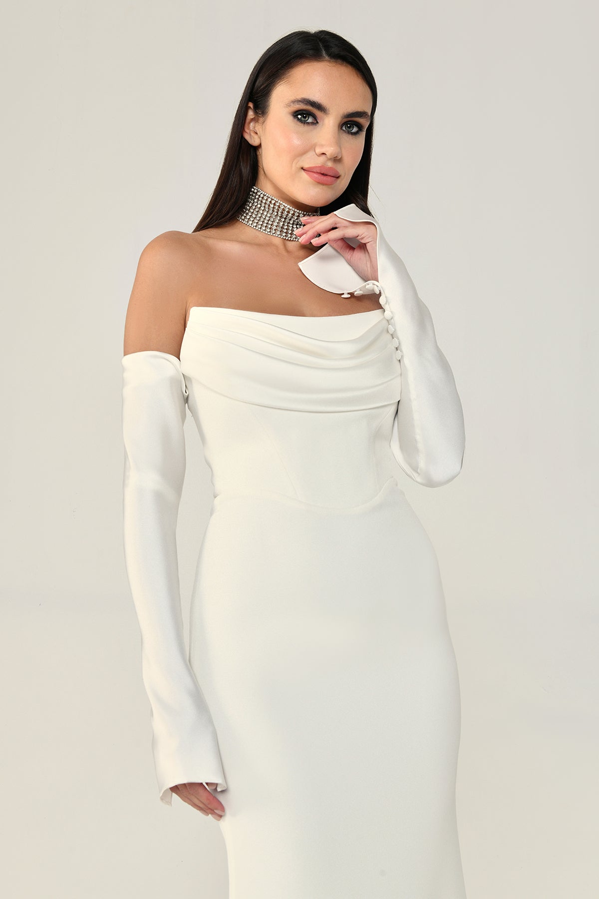 Sofia Crepe Evening Dress - Maxi - Multicolor