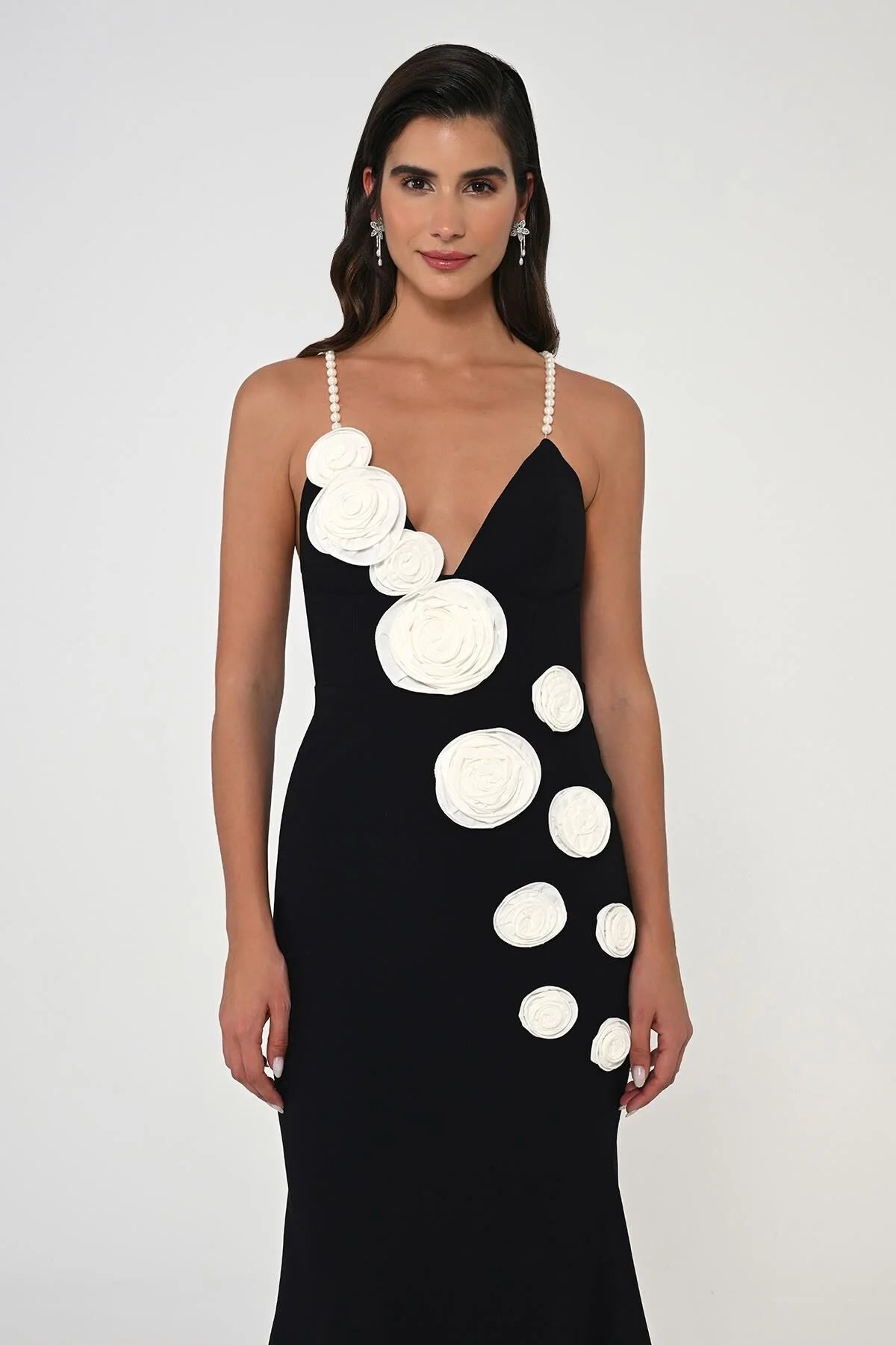 Pearls & Flowers Maxi Dress - Black