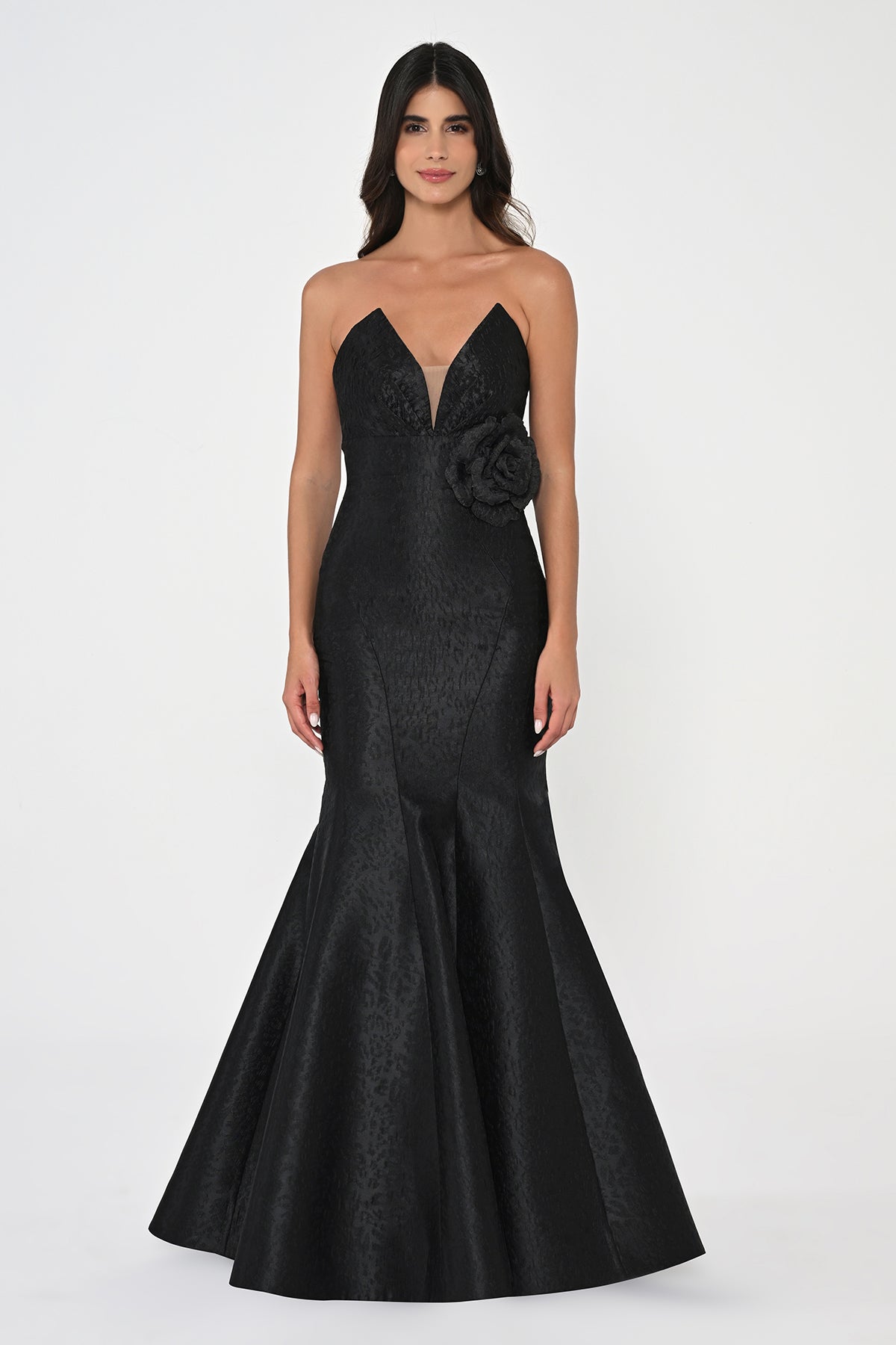 Strapless Mermaid Jacquard Dress - Maxi - Multicolor