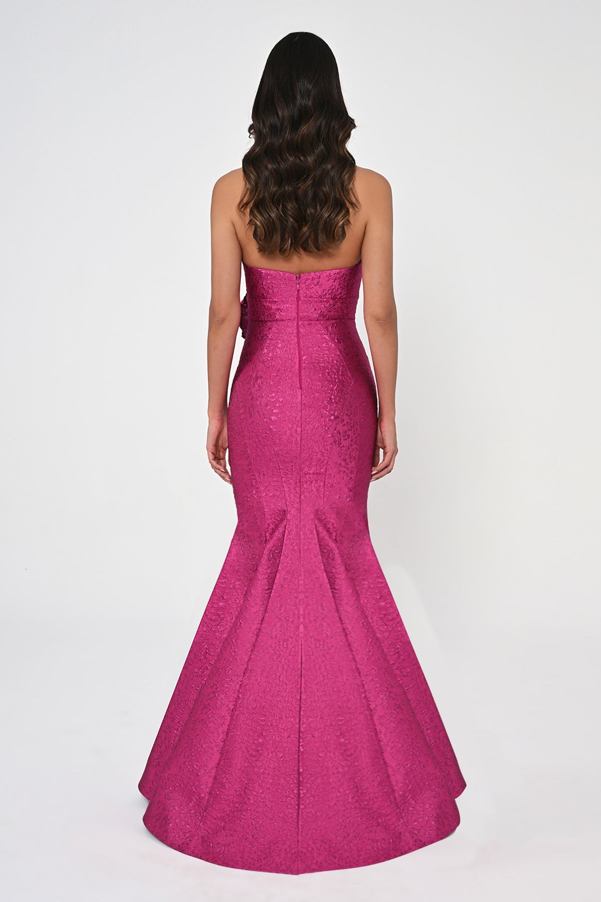 Strapless Mermaid Jacquard Dress - Maxi - Multicolor