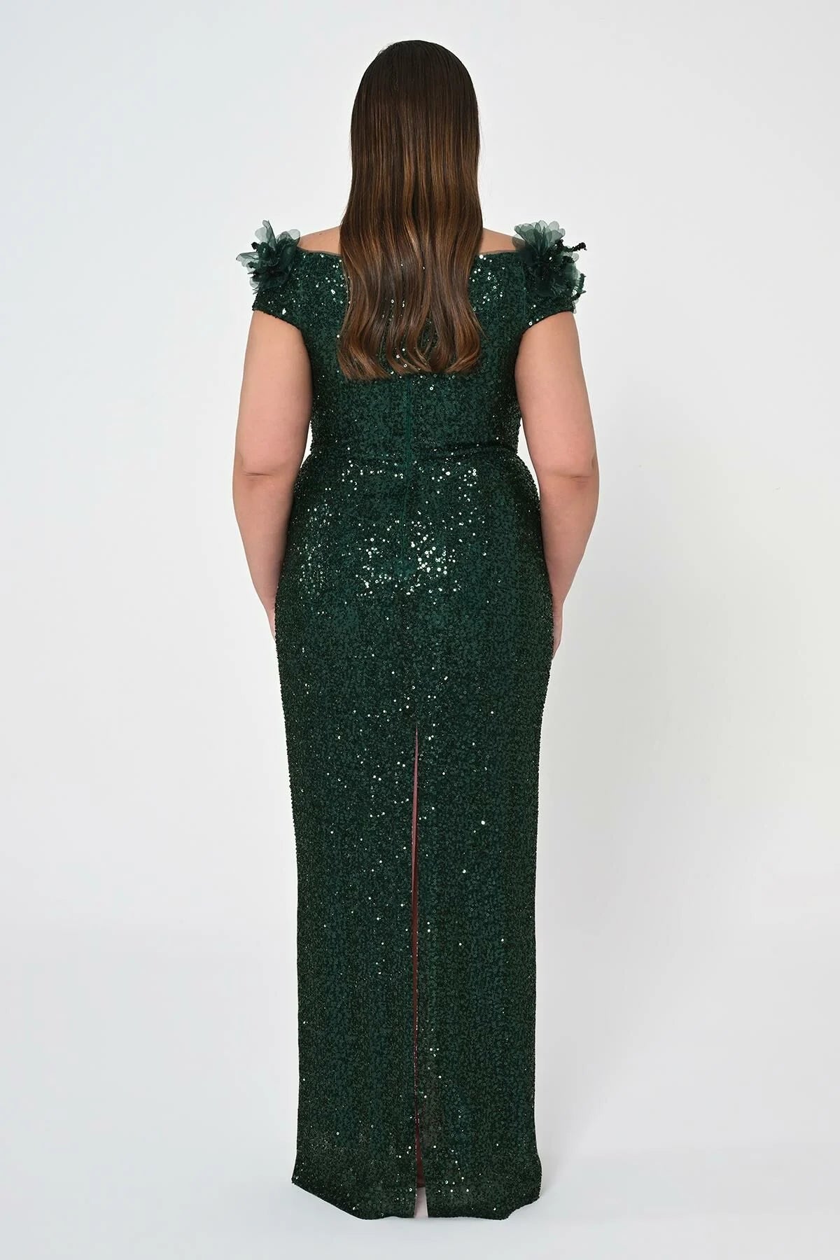 Plus Size - Floral Sequin Dress - Maxi - Multicolor