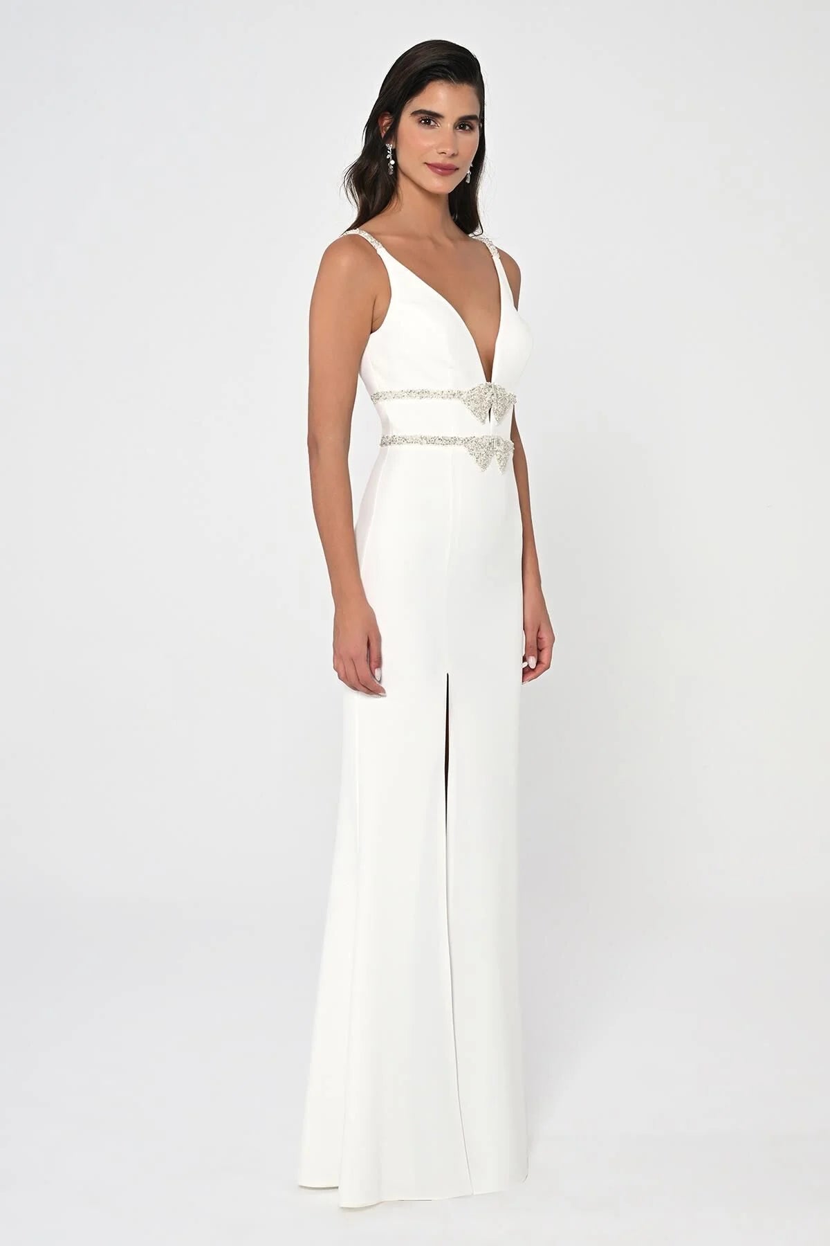 V Neck Bow Dress - Maxi - Multicolor