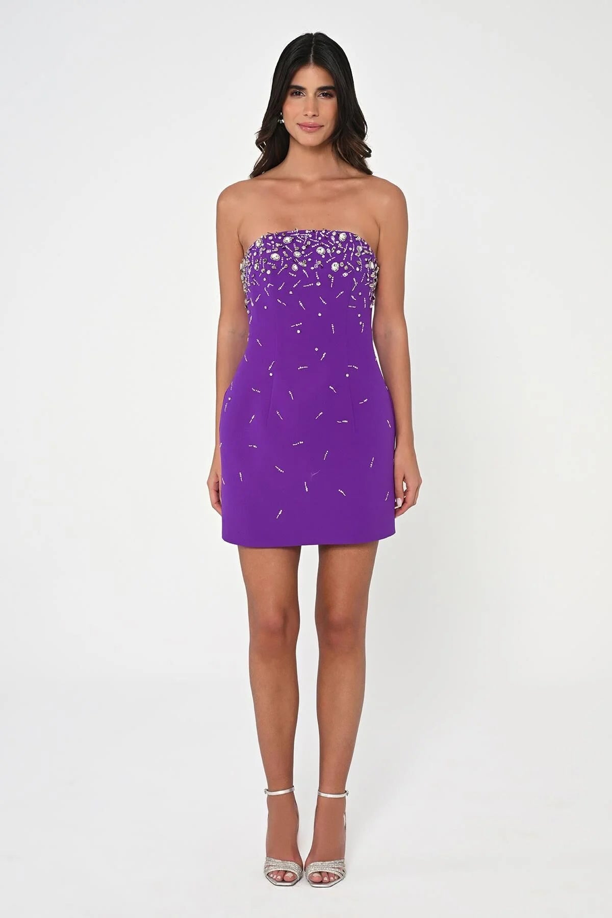 Embriodered Strapless Mini Dress - Multicolor
