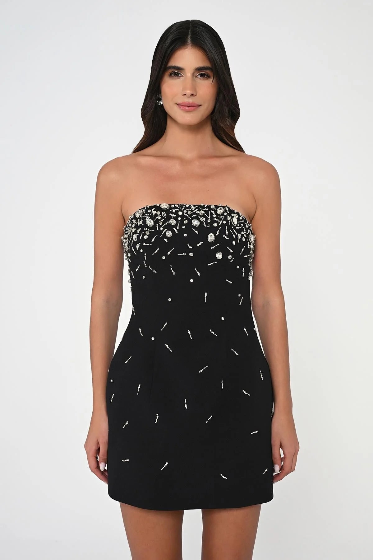 Embriodered Strapless Mini Dress - Multicolor