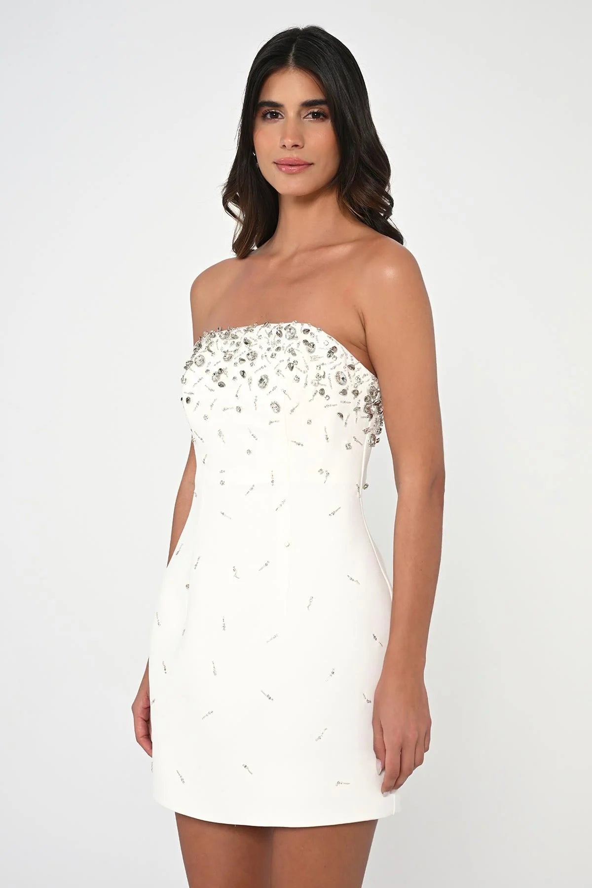 Embriodered Strapless Mini Dress - Multicolor