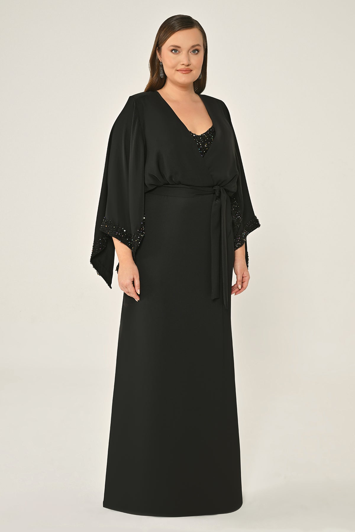 Plus Size - Kimono Dress - Maxi - Multicolor