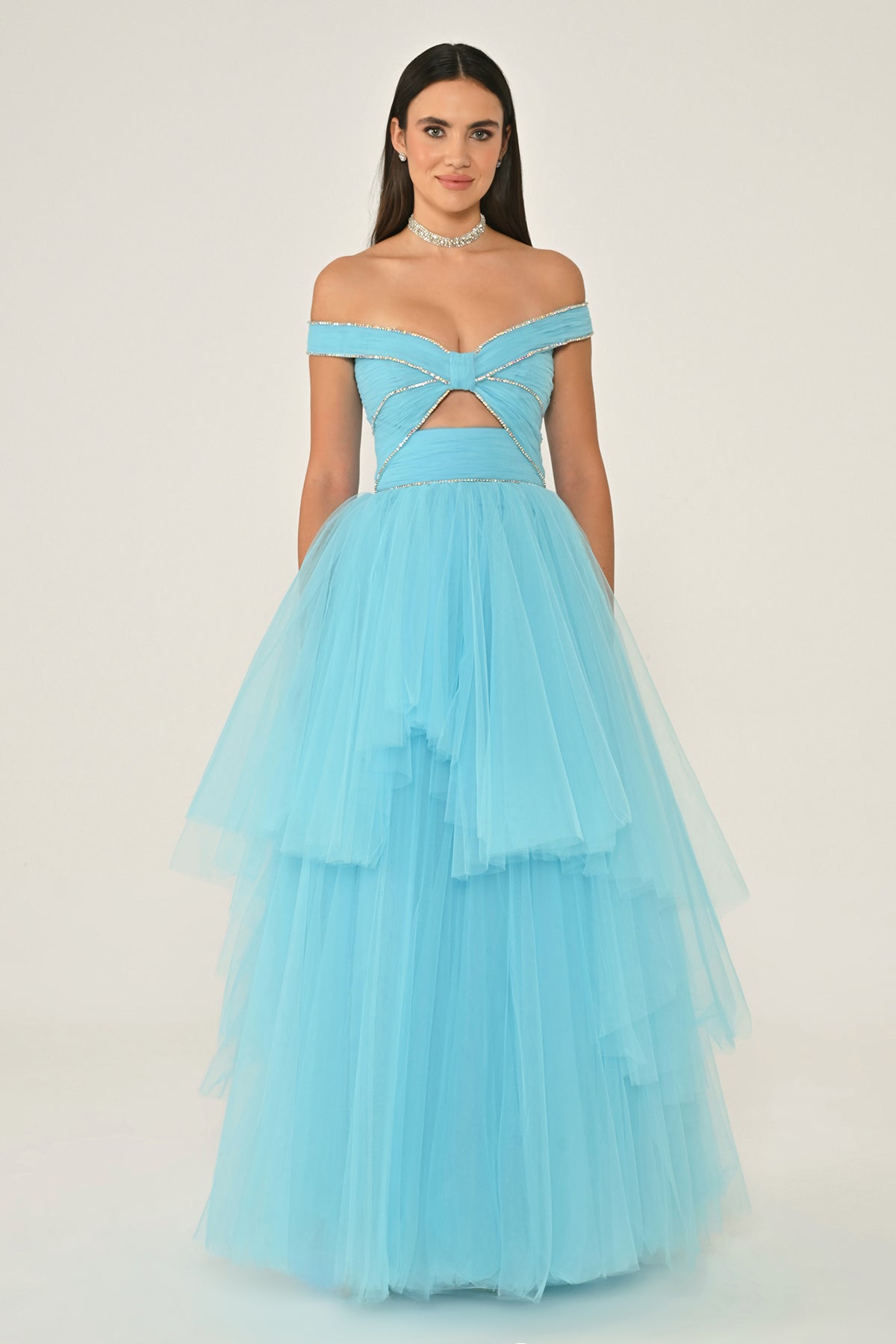 Bow Ruffle Dress - Maxi - Multicolor