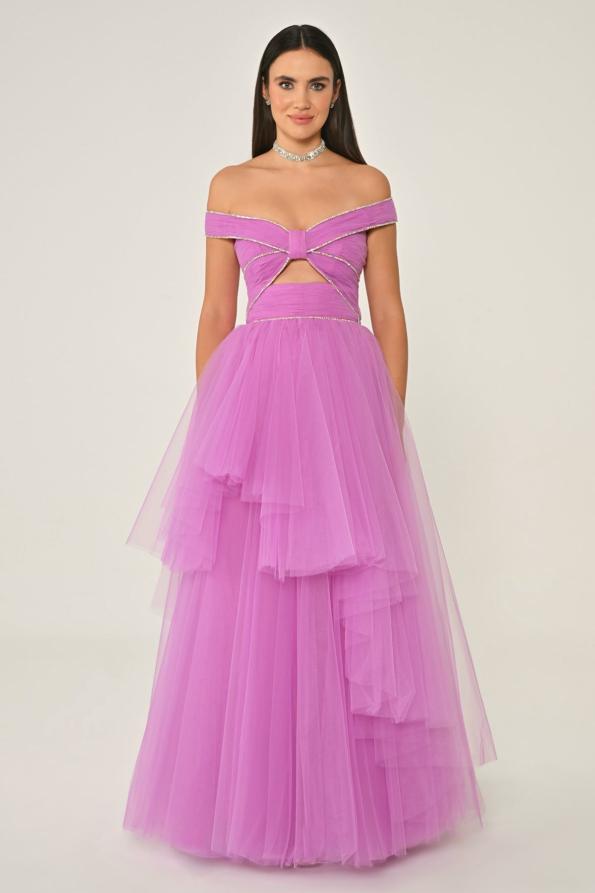 Bow Ruffle Dress - Maxi - Multicolor