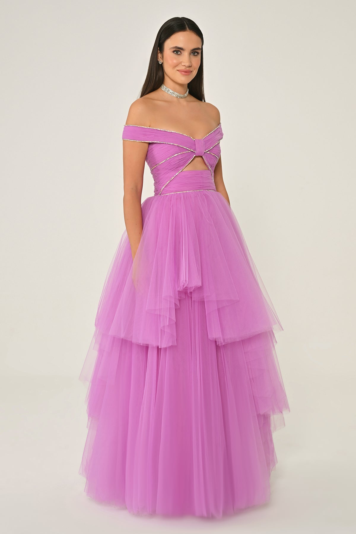 Bow Ruffle Dress - Maxi - Multicolor