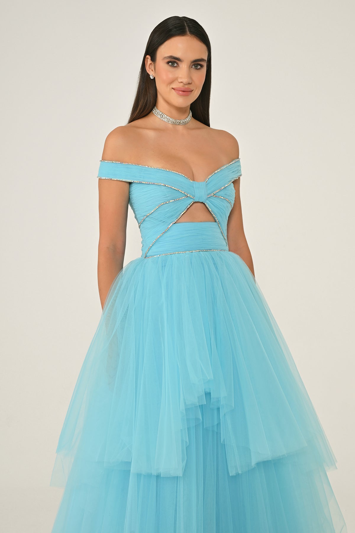 Bow Ruffle Dress - Maxi - Multicolor