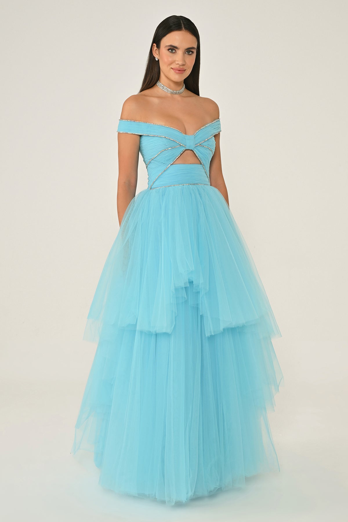Bow Ruffle Dress - Maxi - Multicolor