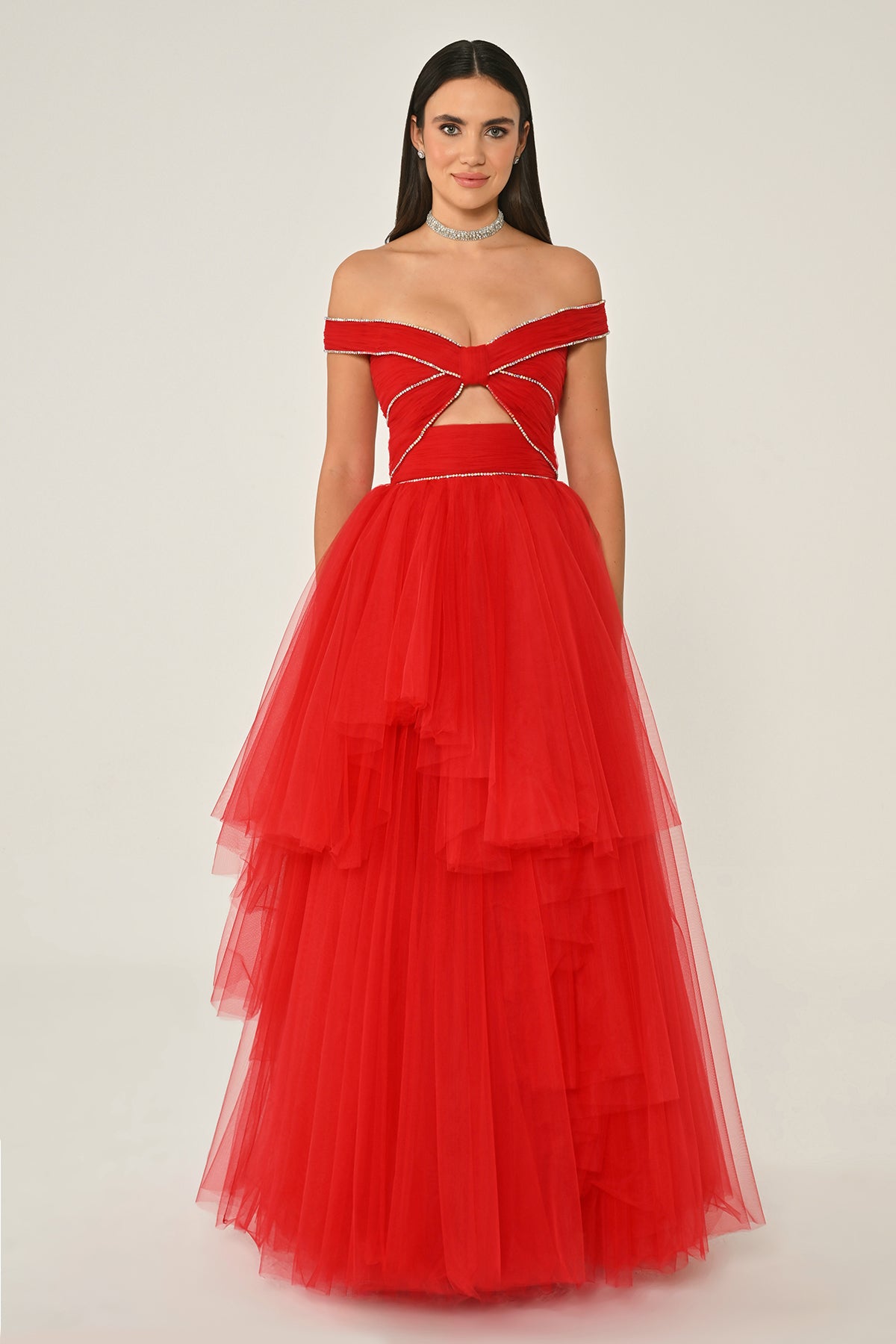 Bow Ruffle Dress - Maxi - Multicolor