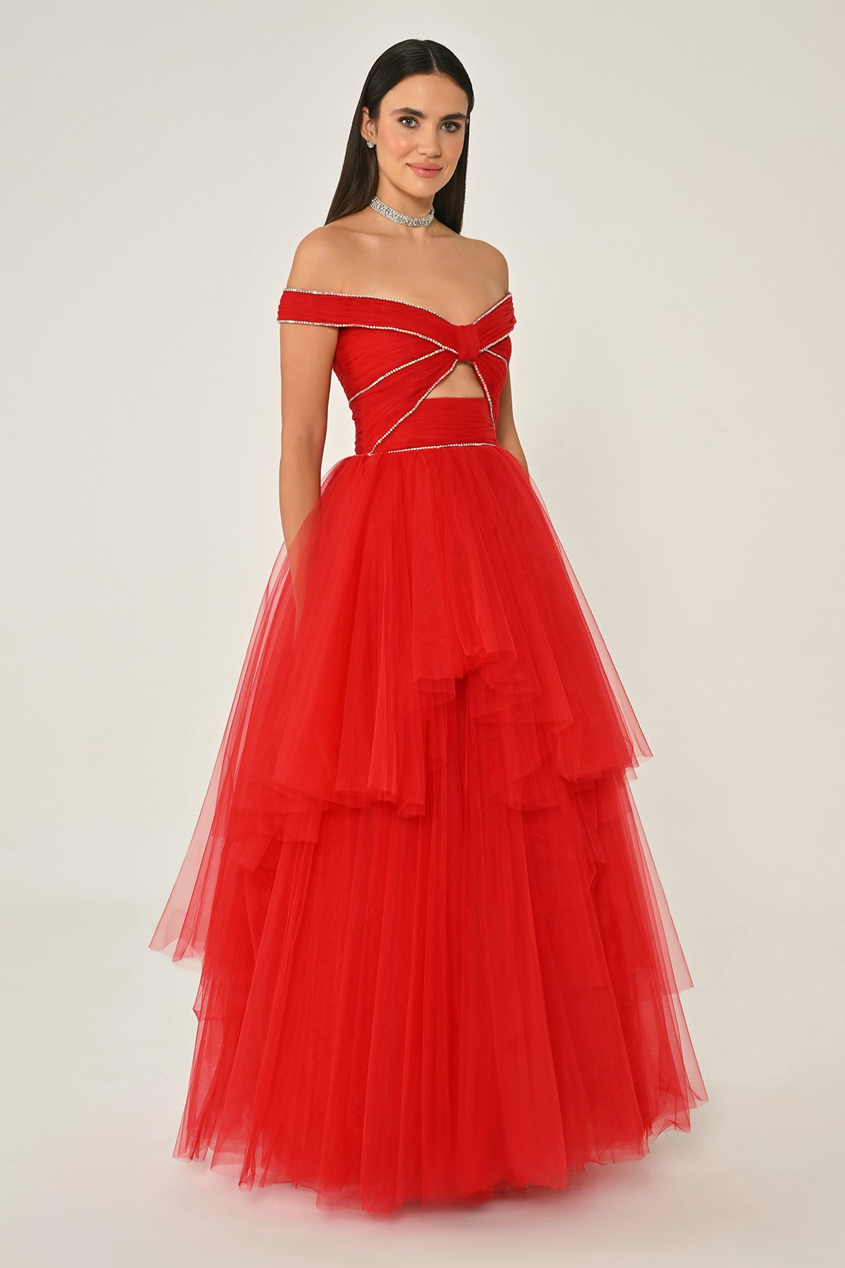 Bow Ruffle Dress - Maxi - Multicolor