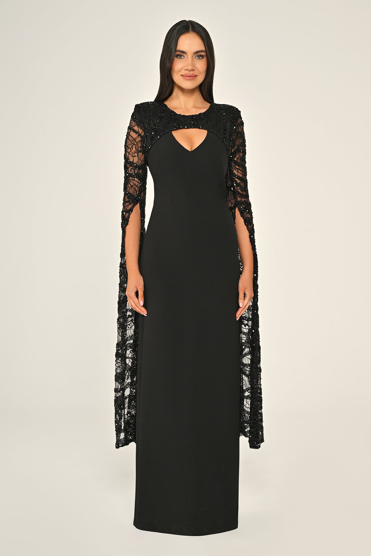 Plus Size - Sequin Sleeve Dress - Maxi - Multi Color