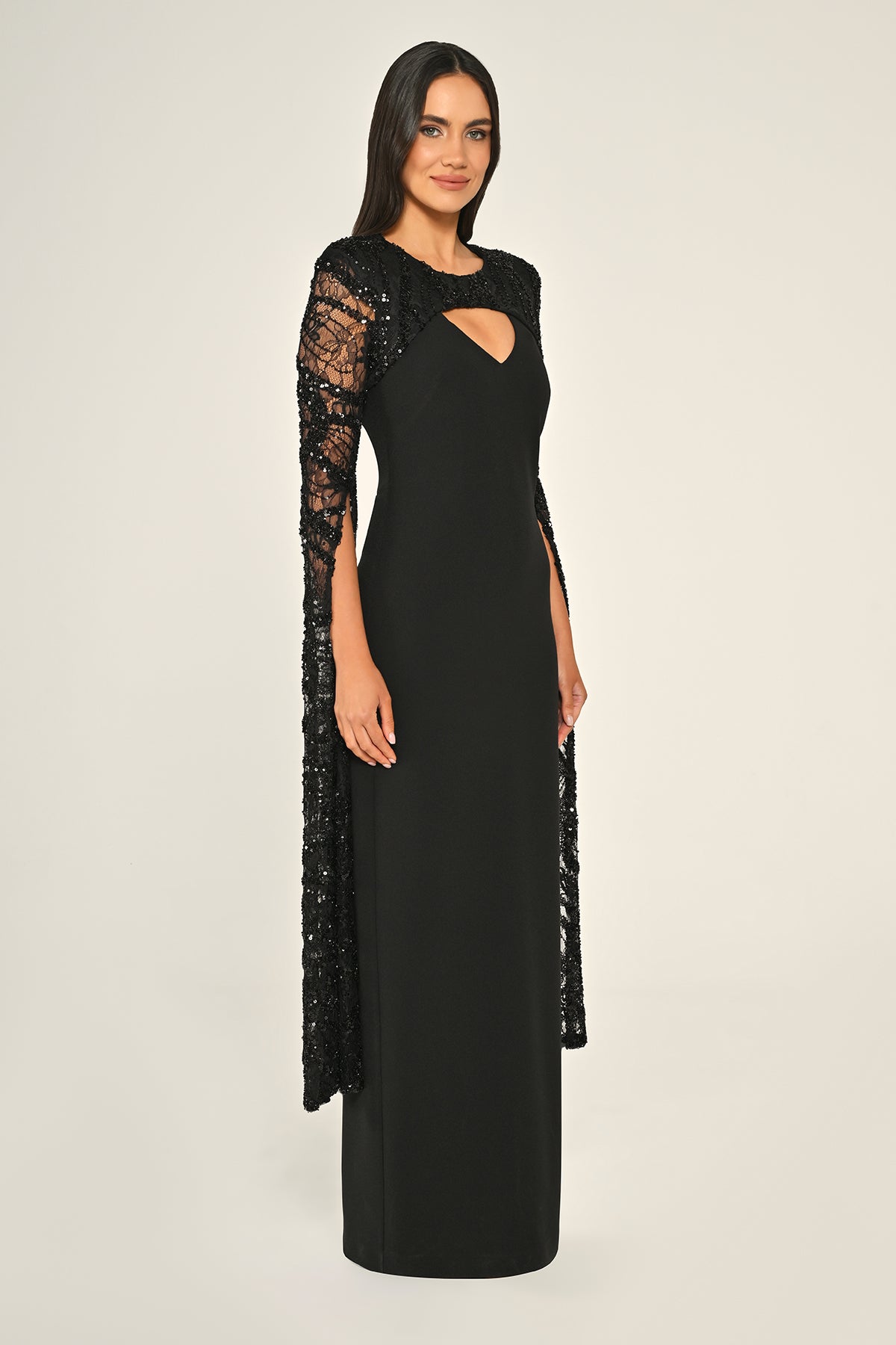 Plus Size - Sequin Sleeve Dress - Maxi - Multi Color