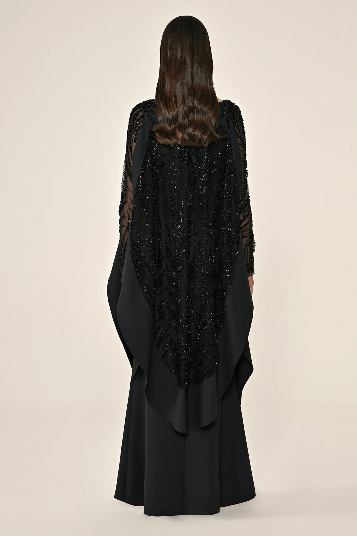 Plus Size Cape Dress - Maxi - Black