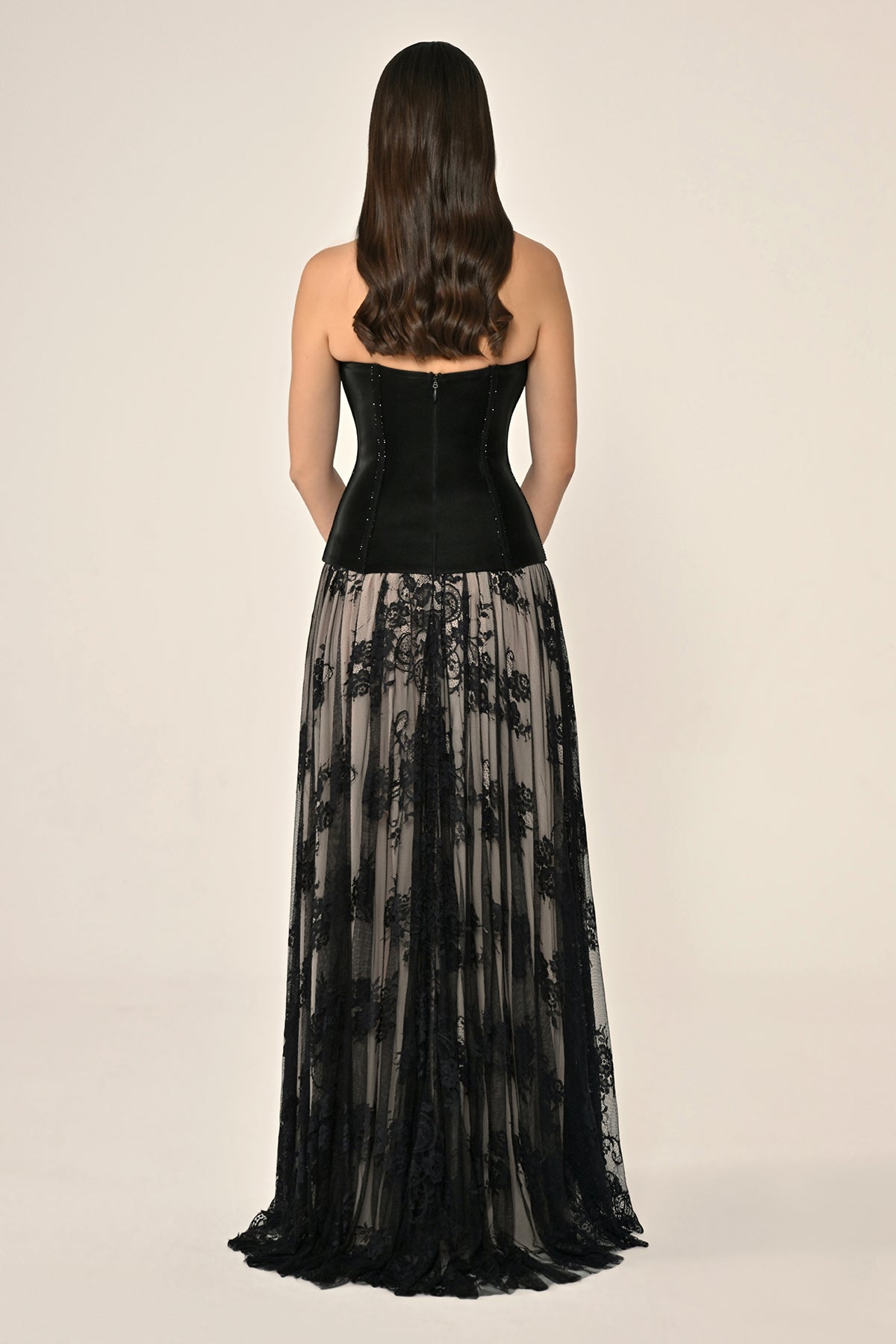 Latex Dress - Maxi - Black & Beige