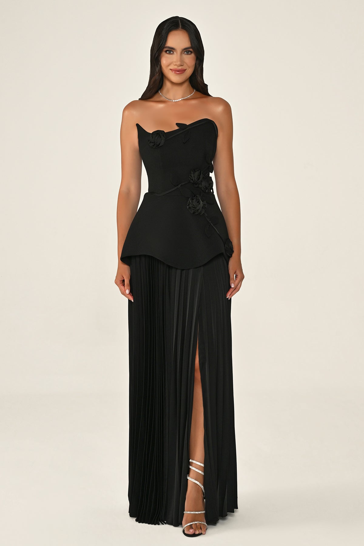 Valencia Dress - Maxi - Black & Beige