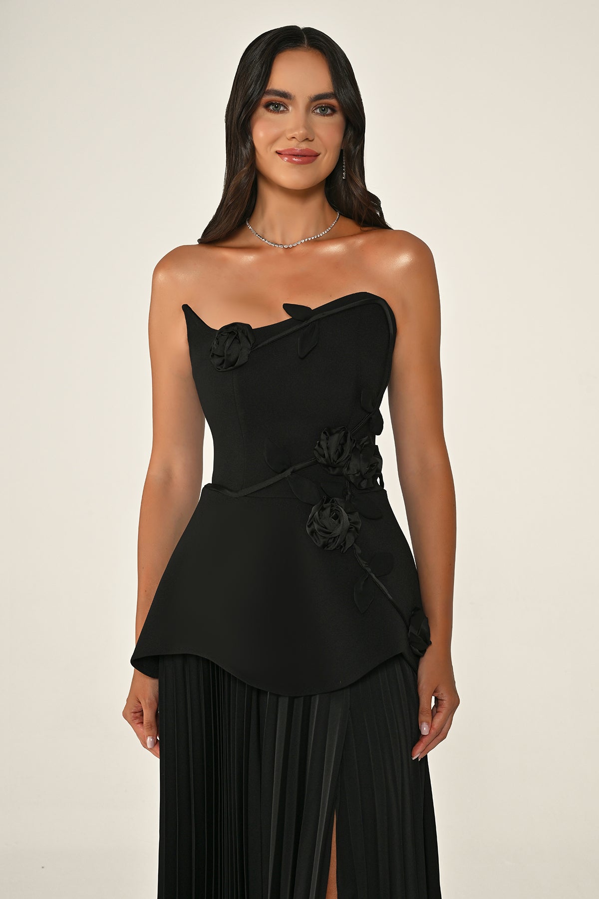 Valencia Dress - Maxi - Black & Beige
