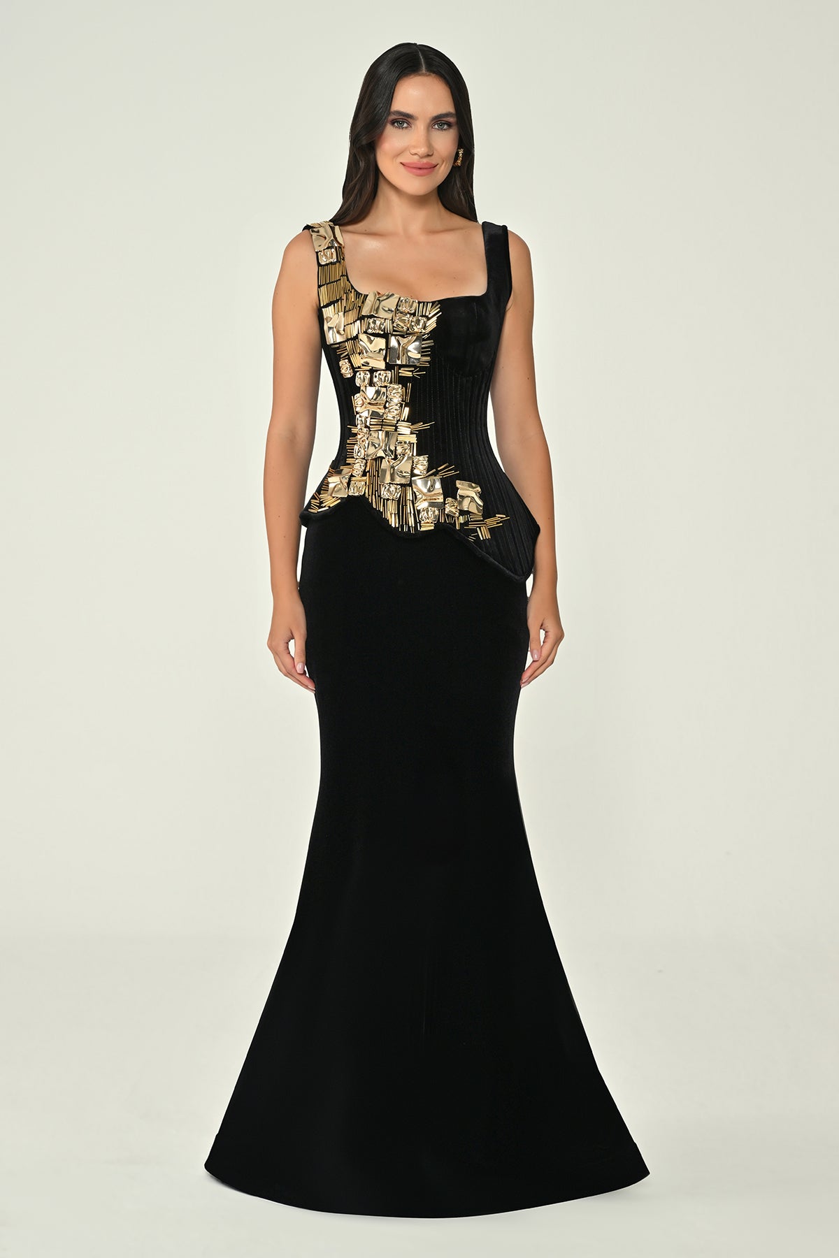 Mosaic Splendor Dress - Maxi - Black Velvet
