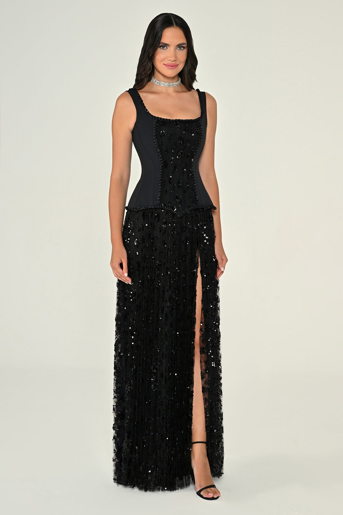 Noir Corset Dress - Maxi - Black