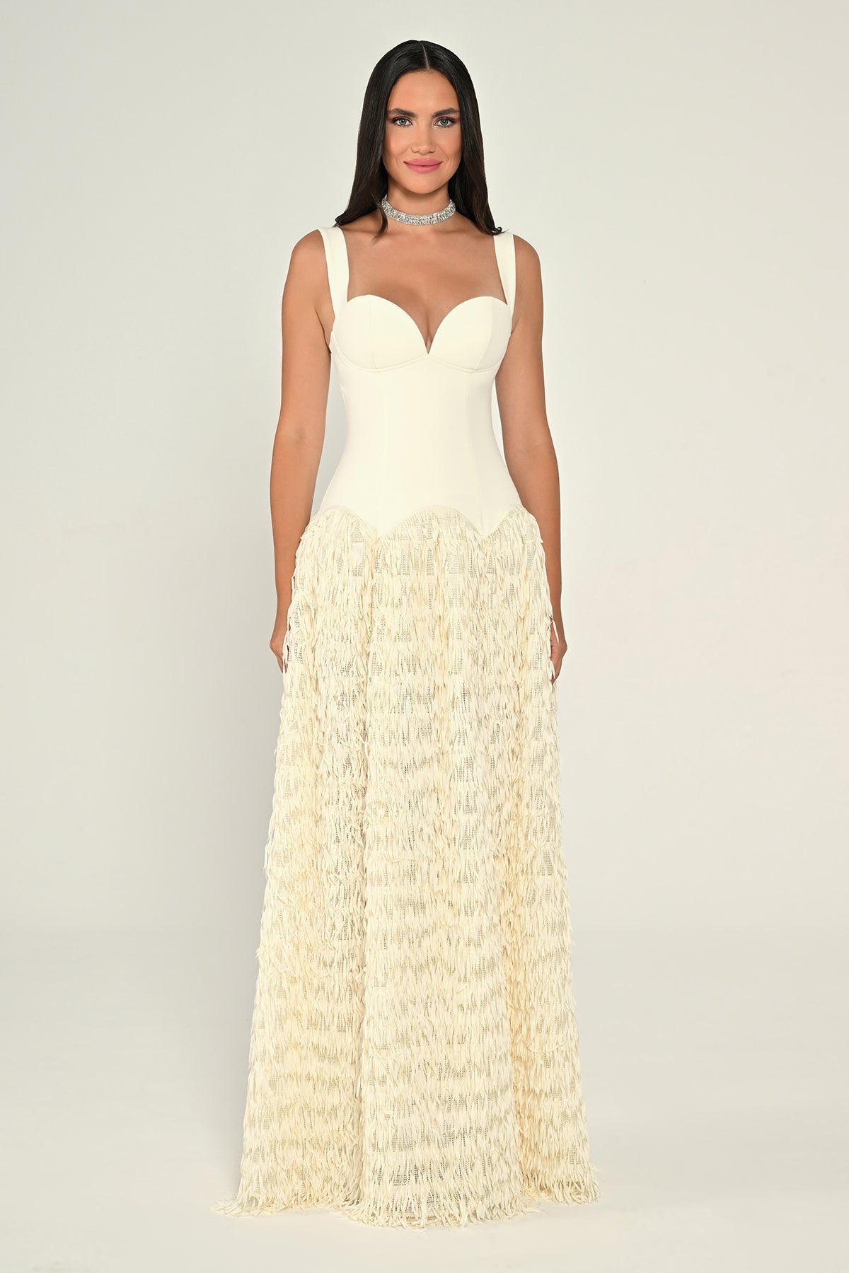 Ivory Cascade Dress - Maxi - Multicolor