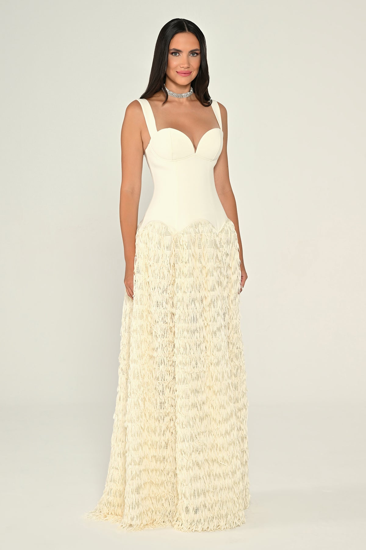 Ivory Cascade Dress - Maxi - Multicolor