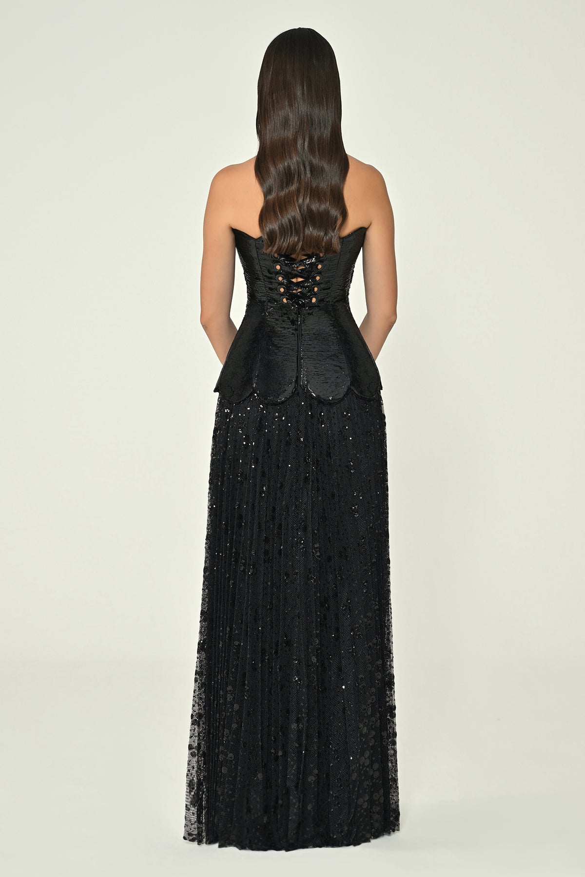 Petal Elegance Dress - Maxi - Black