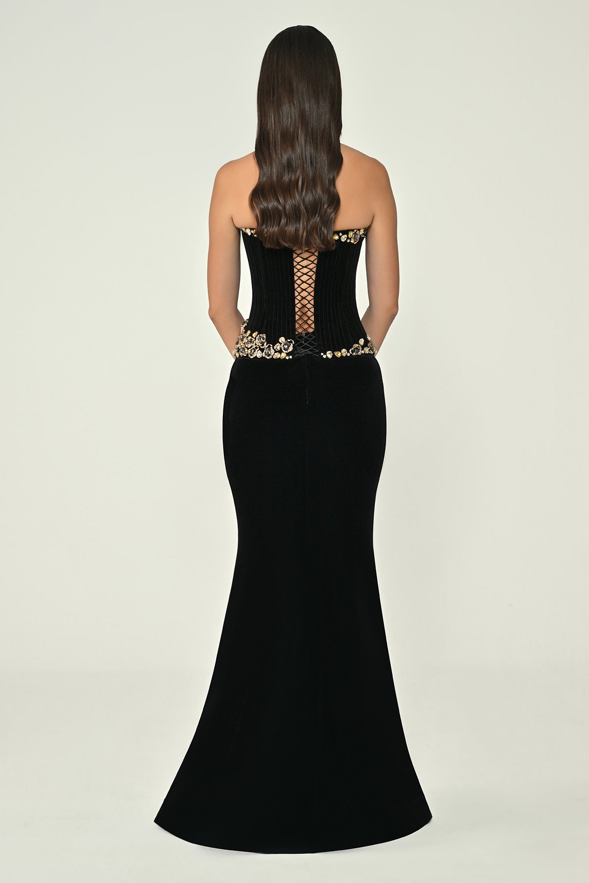 Regal Embellish Dress - Maxi - Black Velvet