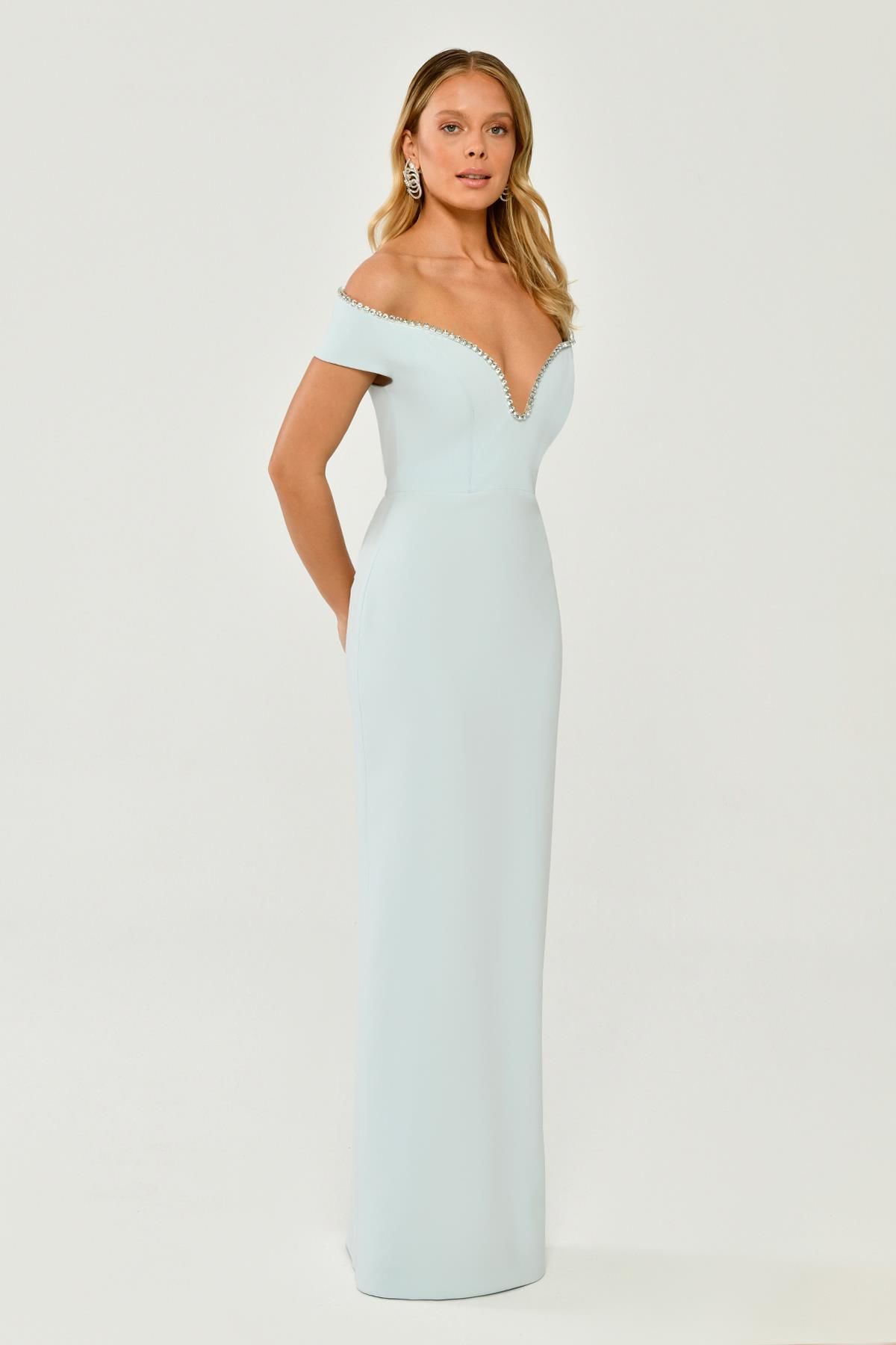 Robe - Épaule bustier - Robe Maxi Crêpe - Multi Couleur