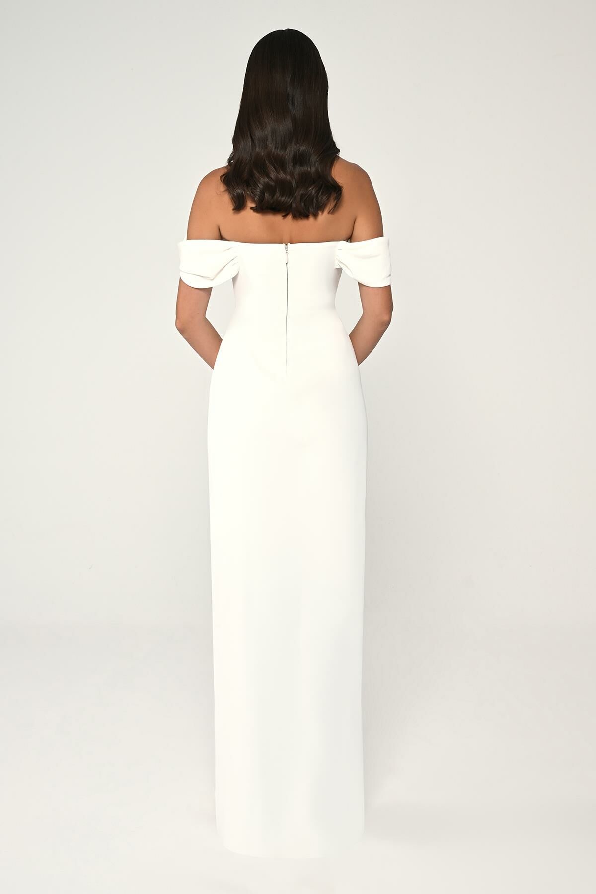 Off Shoulder Crepe Dress - Maxi - Multicolor