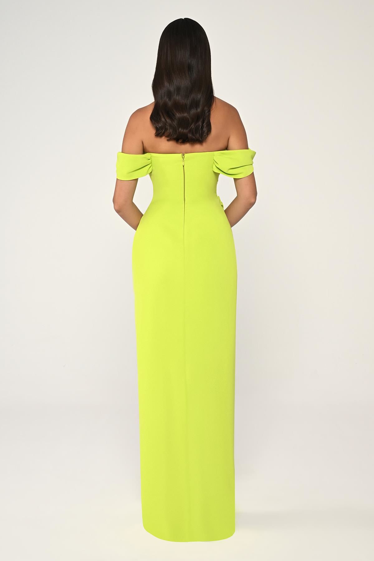 Off Shoulder Crepe Dress - Maxi - Multicolor