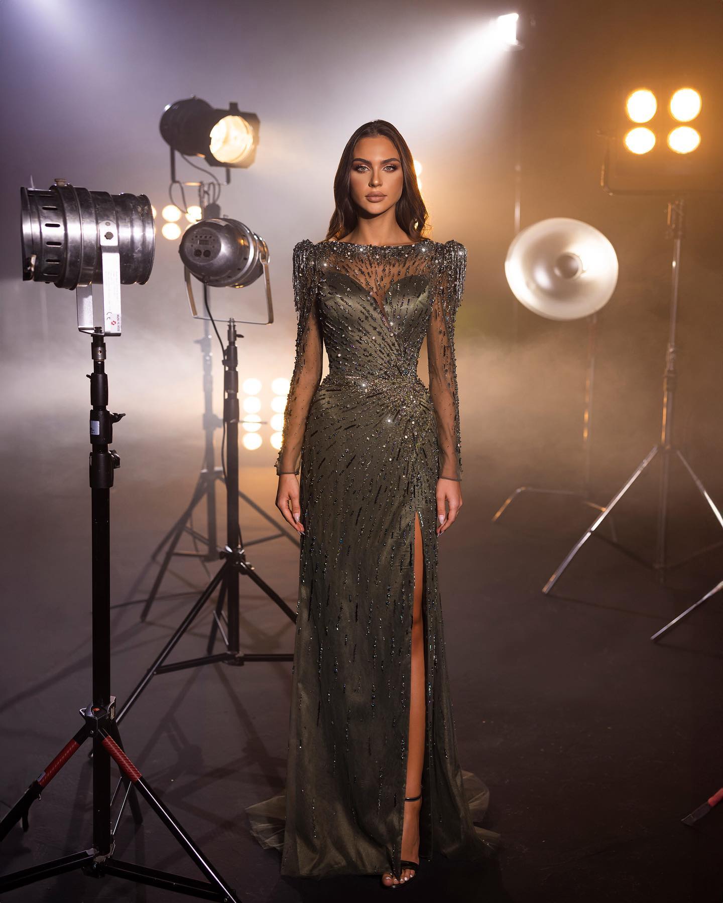 Robe de soirée - Mousseline perlée