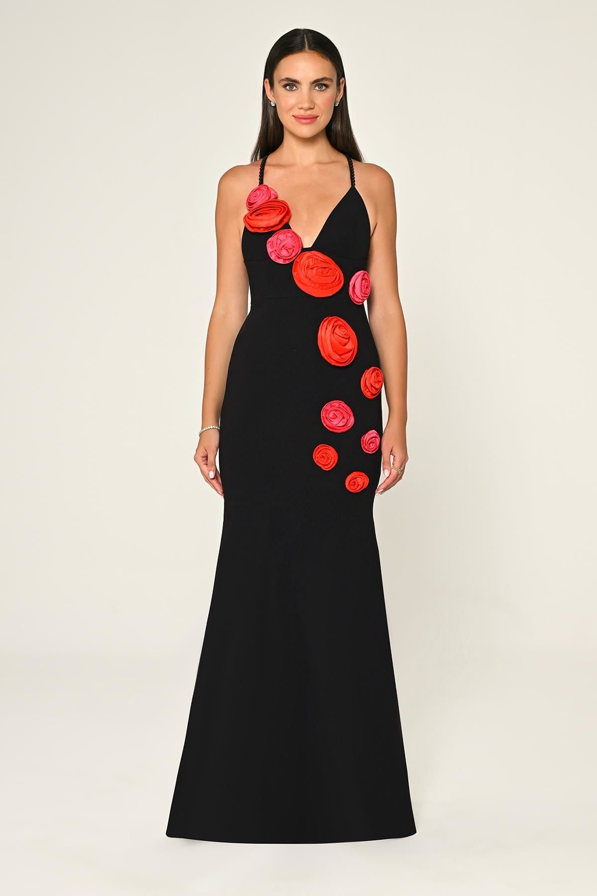 Pearls & Flowers Maxi Dress - Black