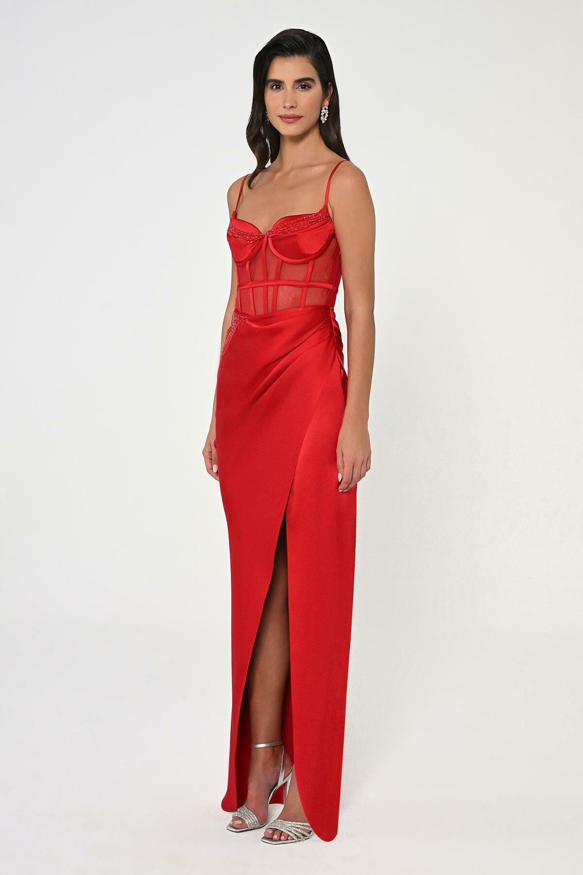 Satin Rope Corset Dress - Maxi - Multicolor