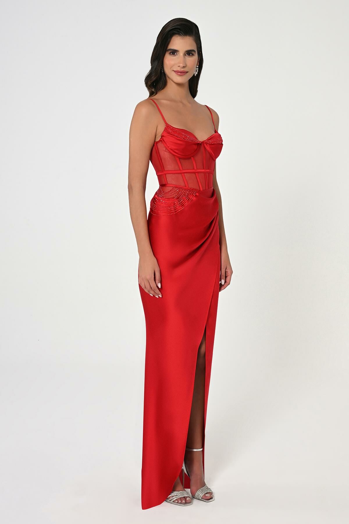 Satin Rope Corset Dress - Maxi - Multicolor