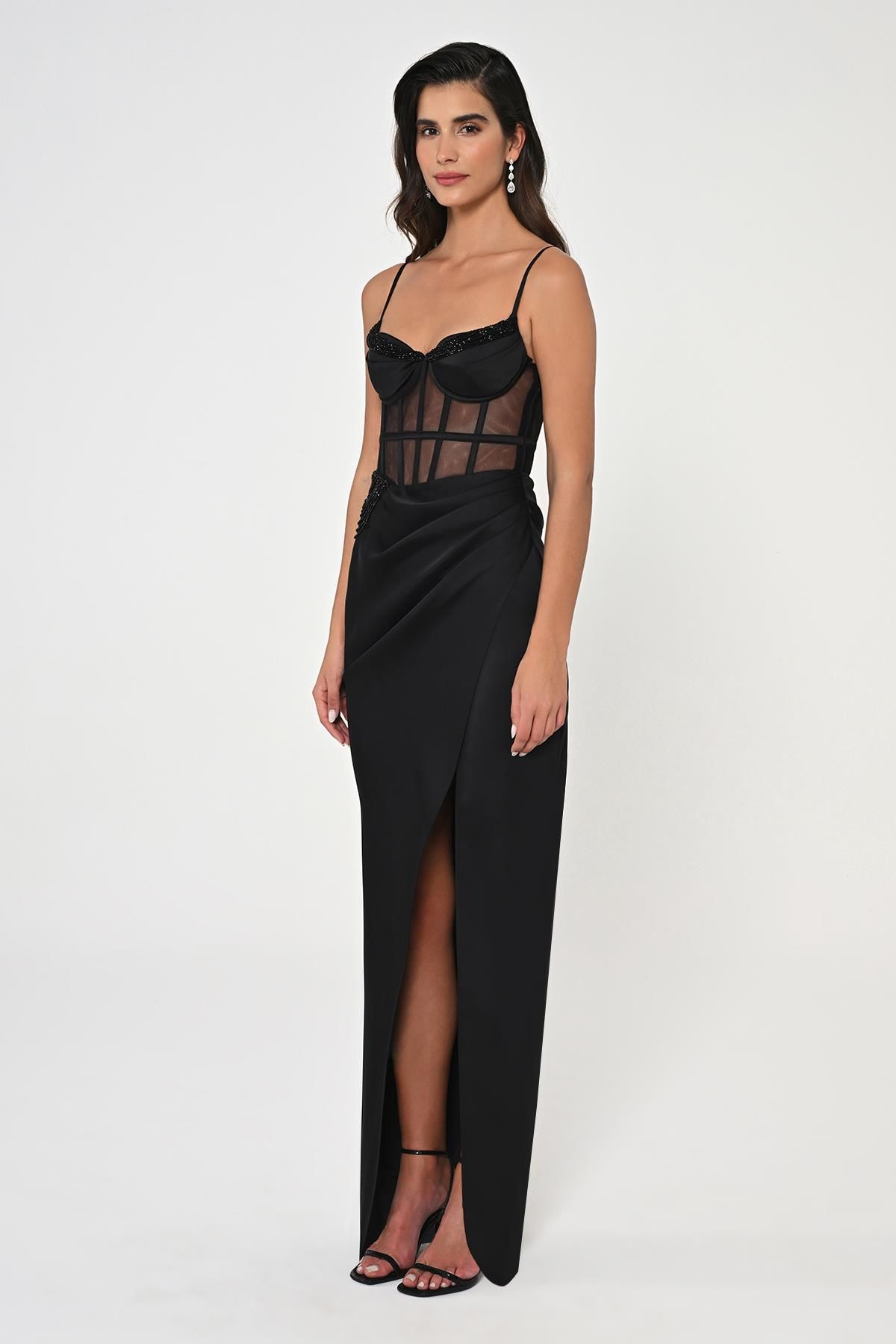 Satin Rope Corset Dress - Maxi - Multicolor
