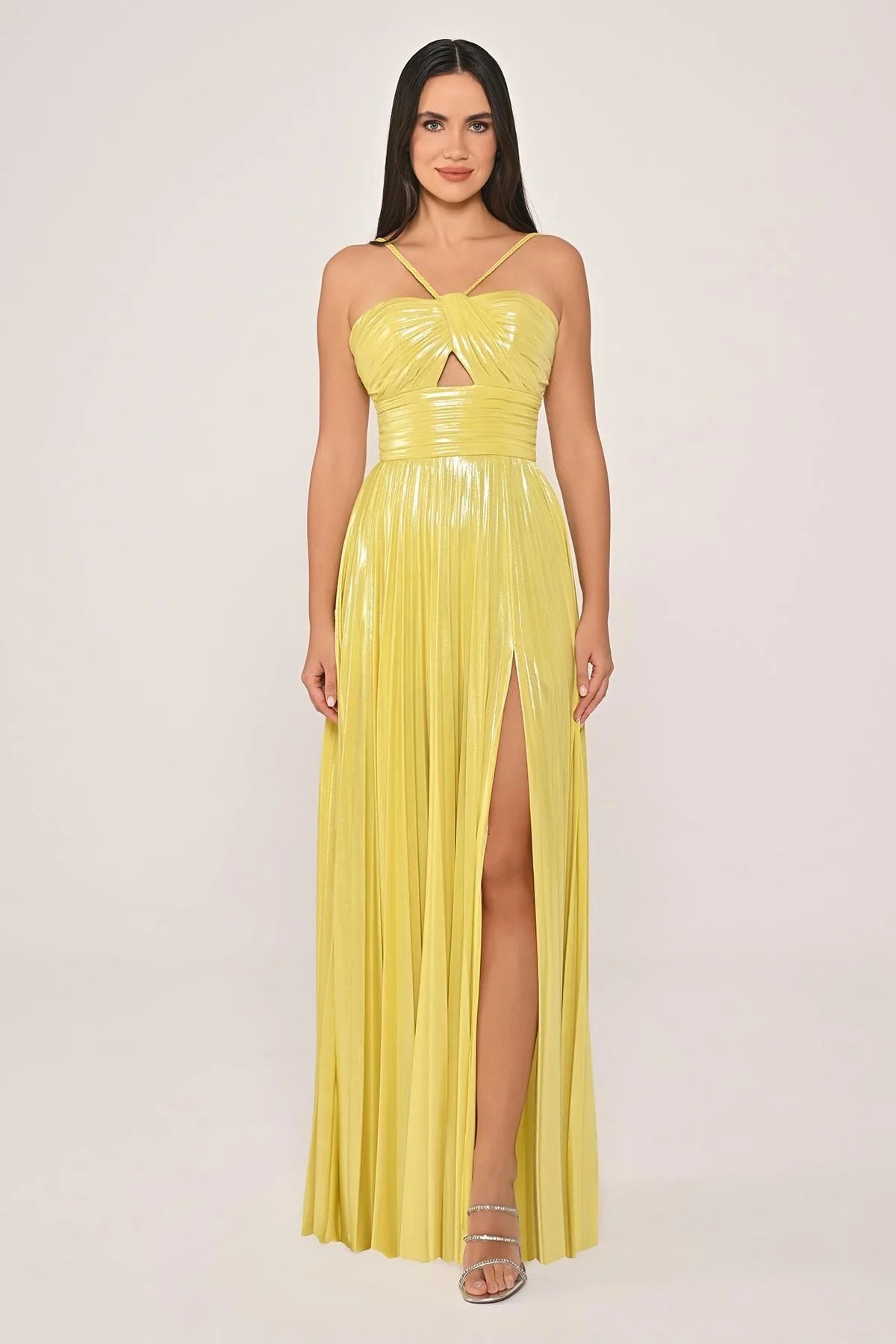 Dress- Shiny Chiffon - Maxi - Multicolor