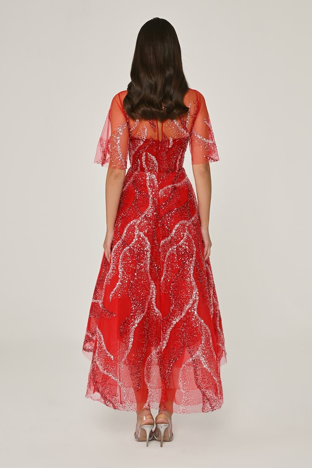 Sequin Tulle Midi Dress - Multicolor