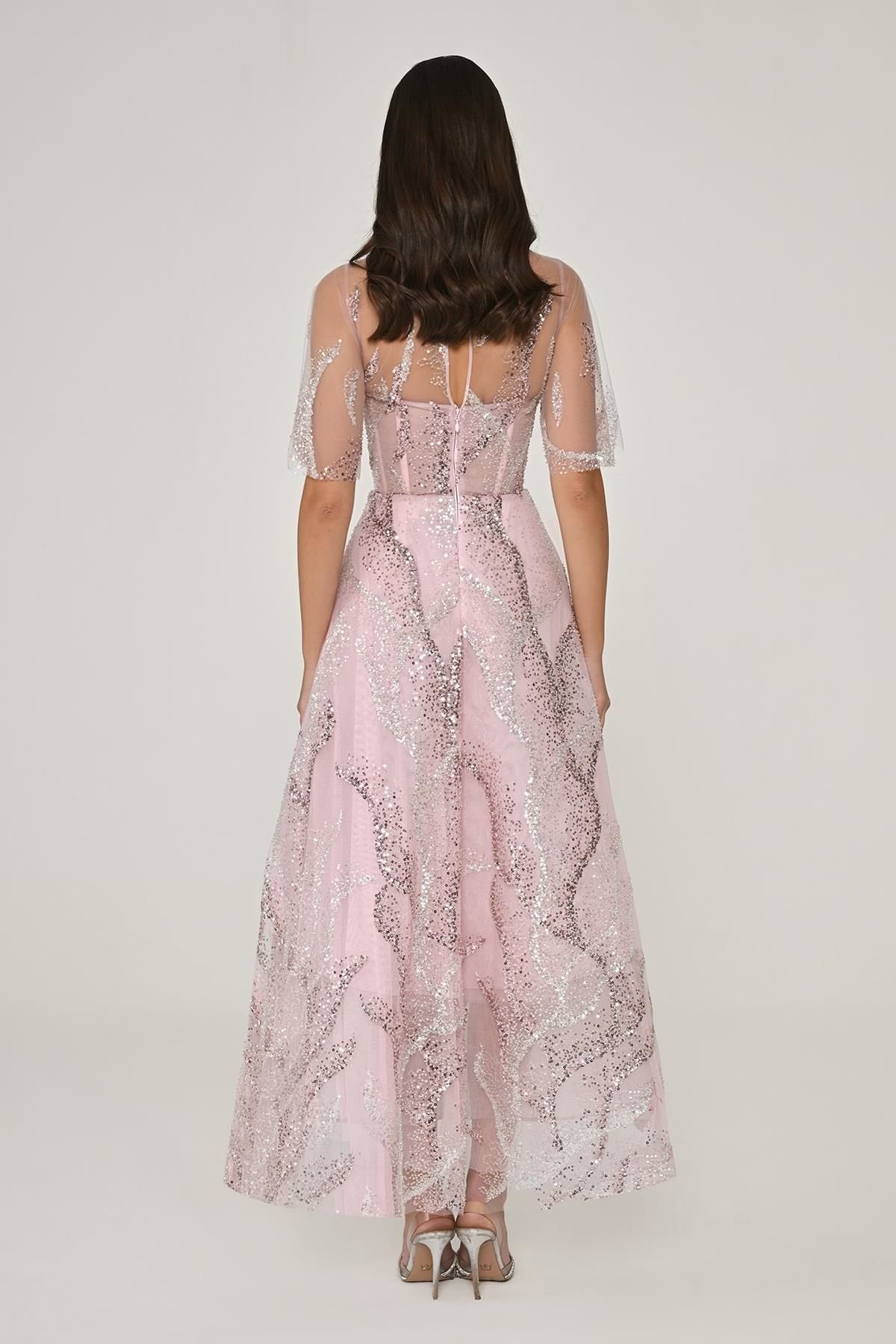 Sequin Tulle Midi Dress - Multicolor