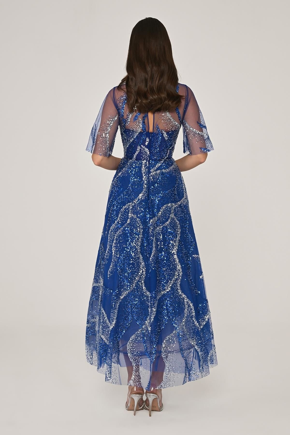 Sequin Tulle Midi Dress - Multicolor