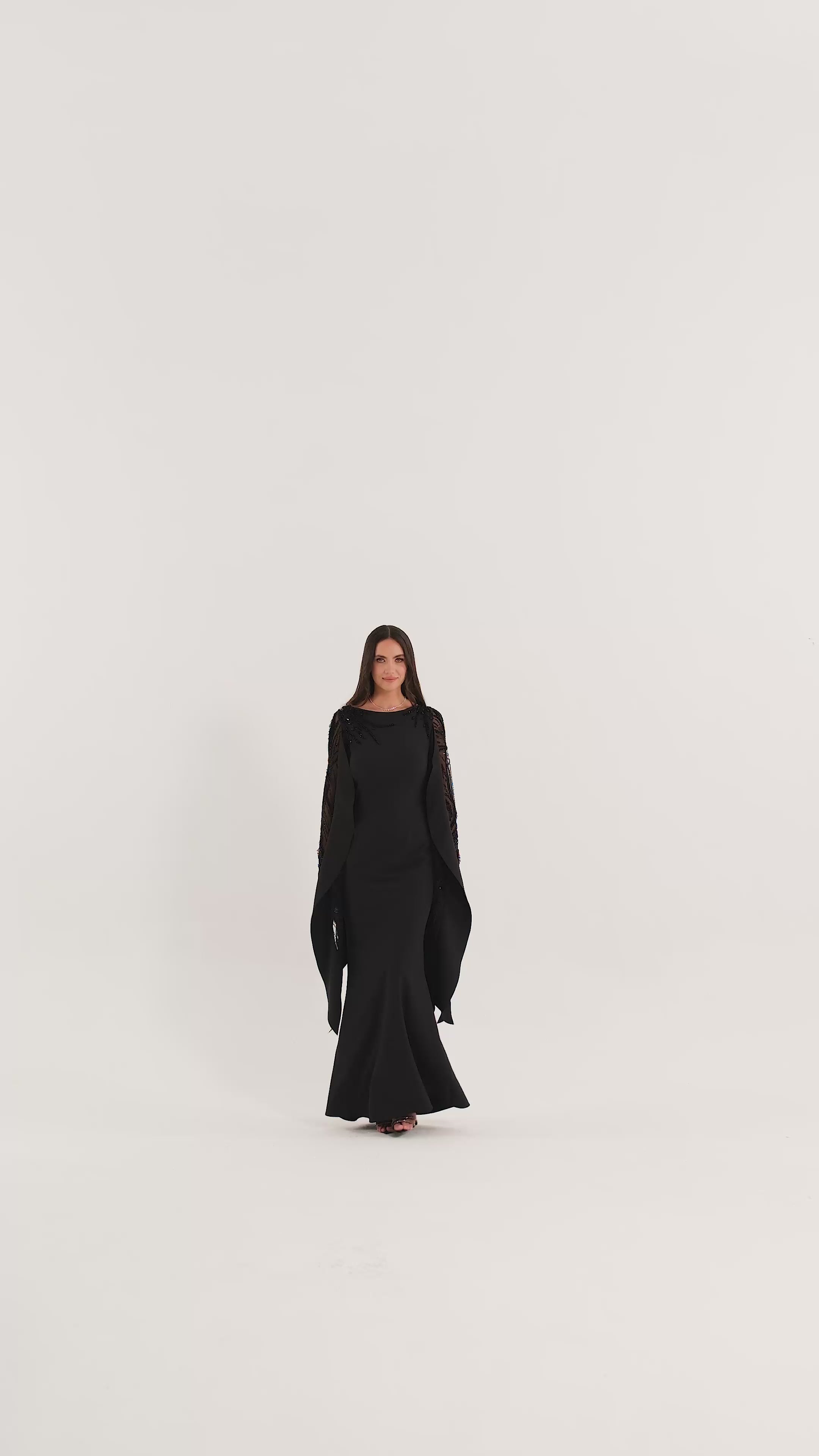 Plus Size Cape Dress - Maxi - Black