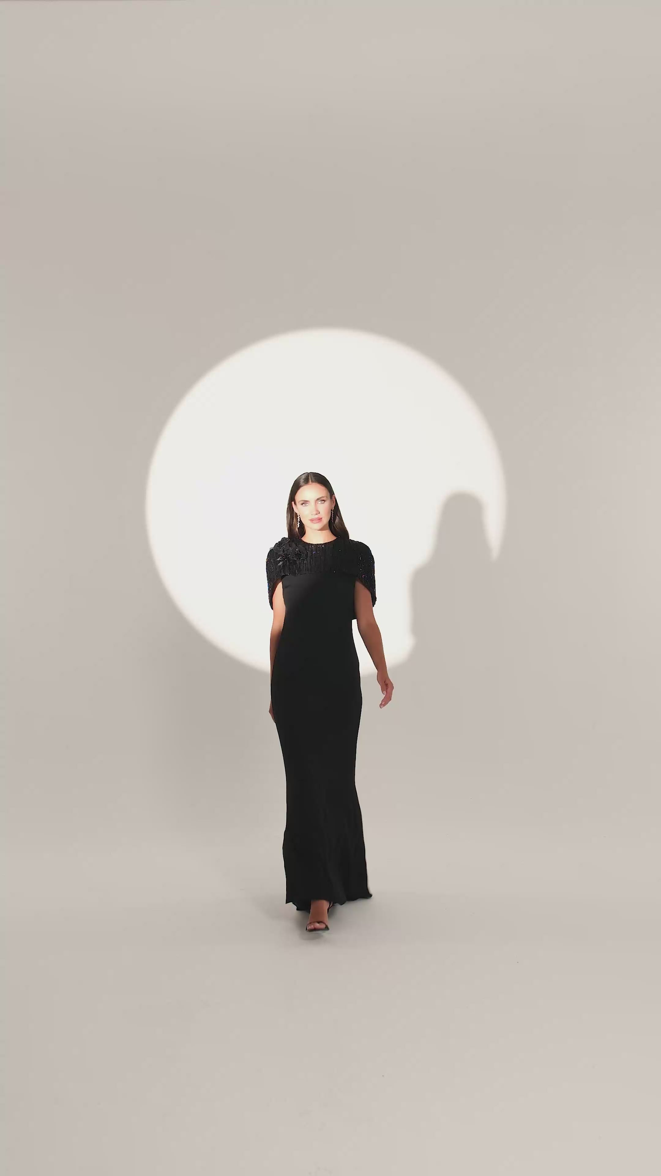 Cape Sleeve Dress - Maxi - Black