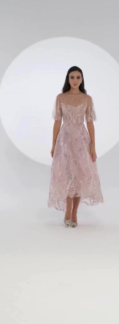 Sequin Tulle Midi Dress - Multicolor