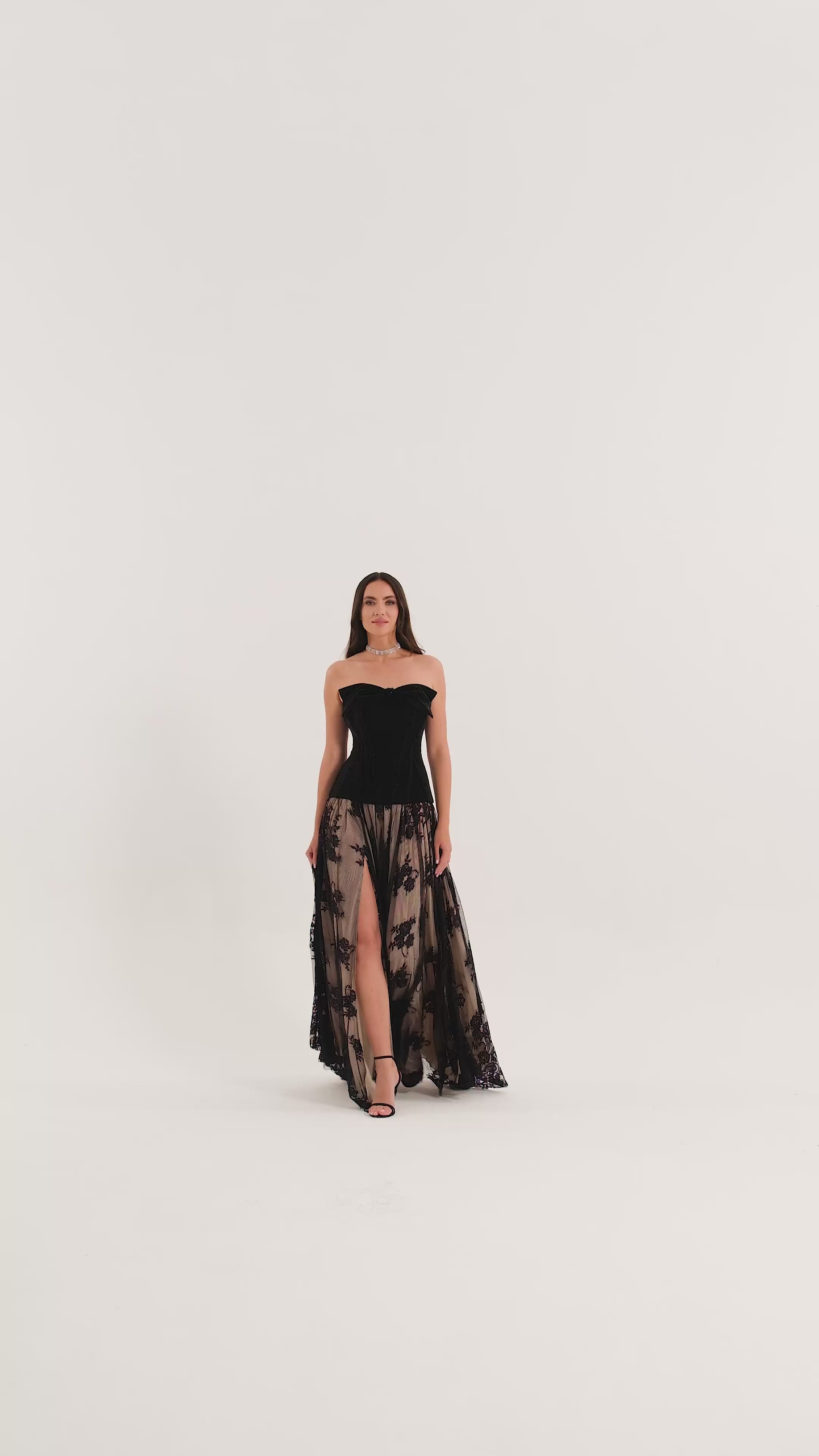 Latex Dress - Maxi - Black & Beige