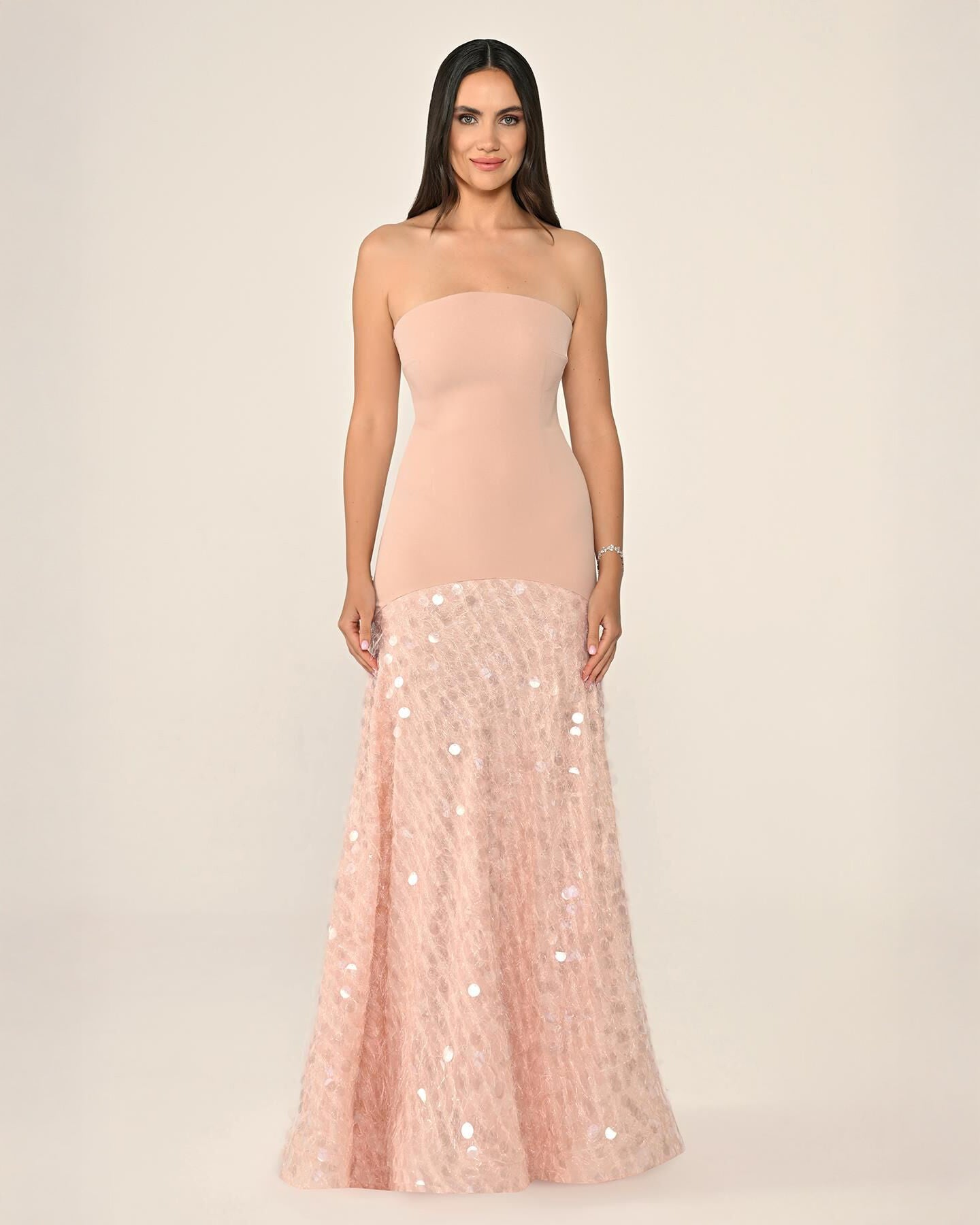Shawl Sleeve Dress- Maxi - Multicolor