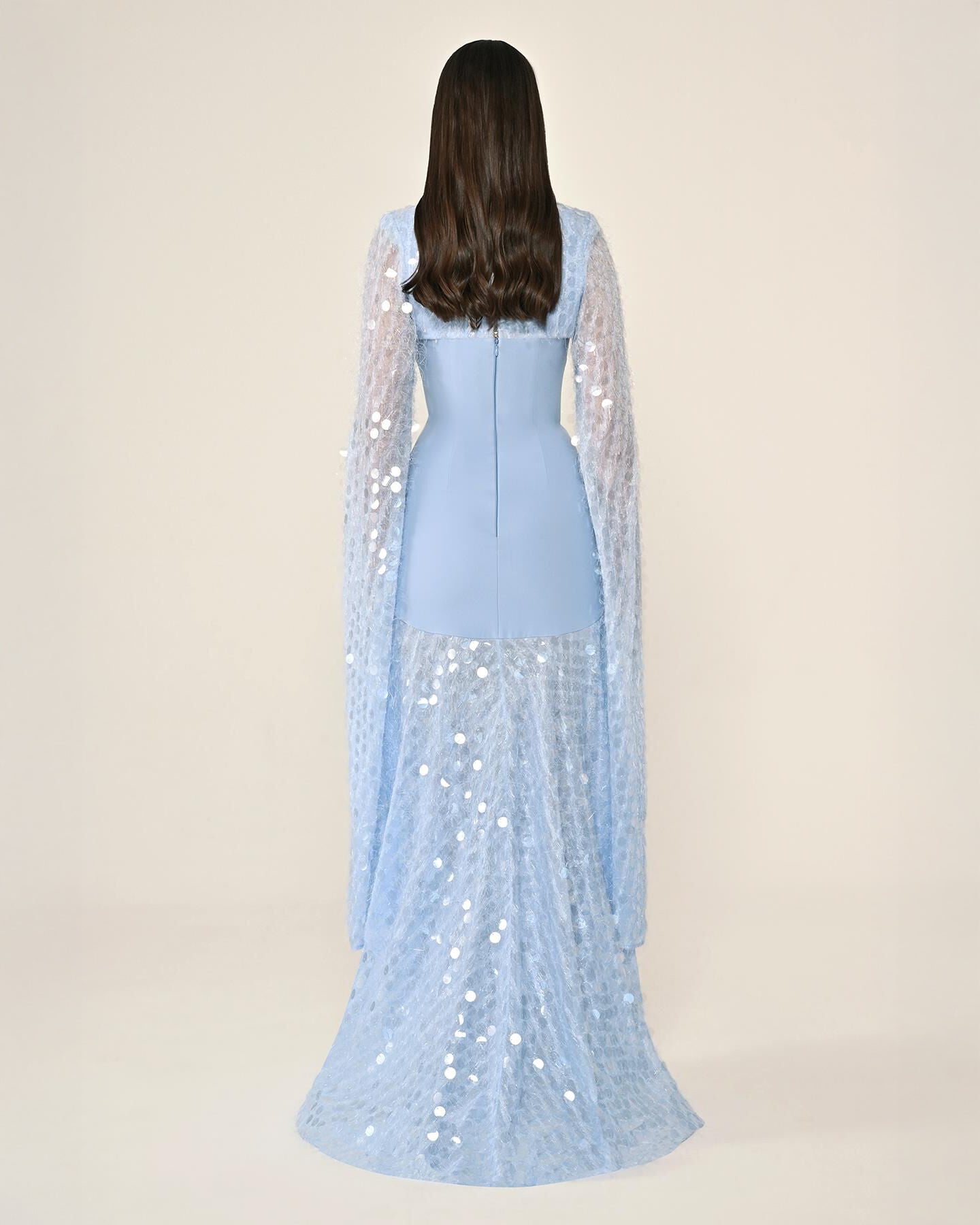 Shawl Sleeve Dress- Maxi - Multicolor