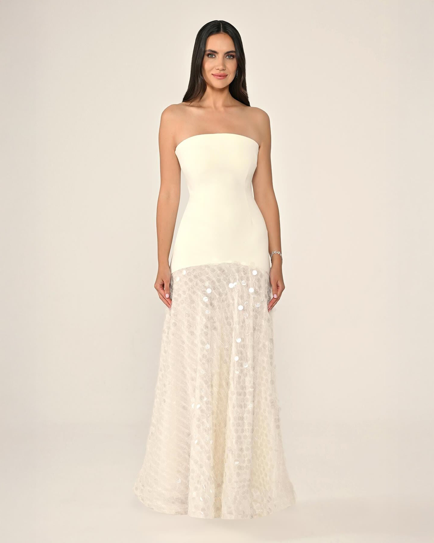 Shawl Sleeve Dress- Maxi - Multicolor