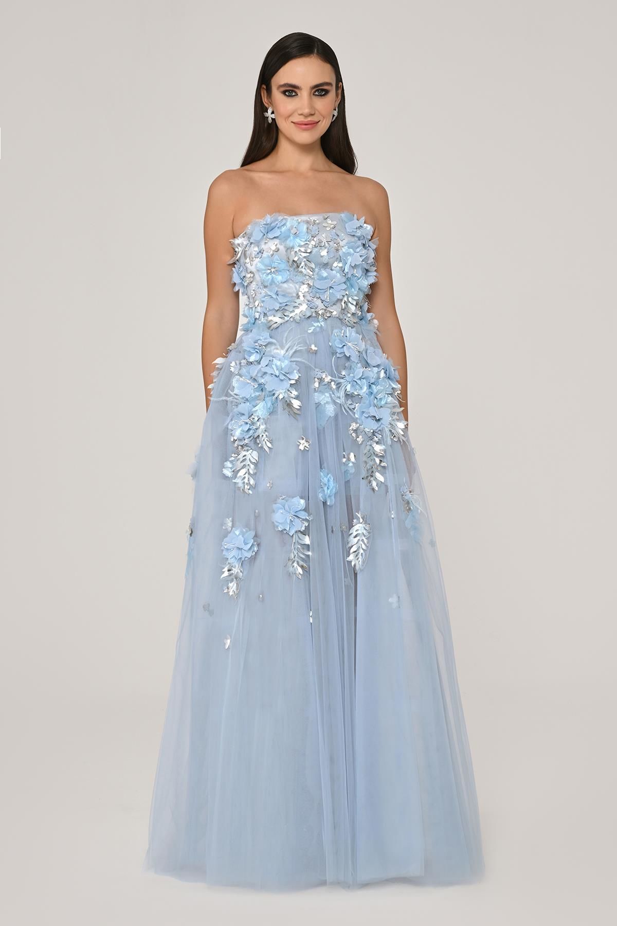 Dress - 3D Floral Tulle - Maxi - Multicolor